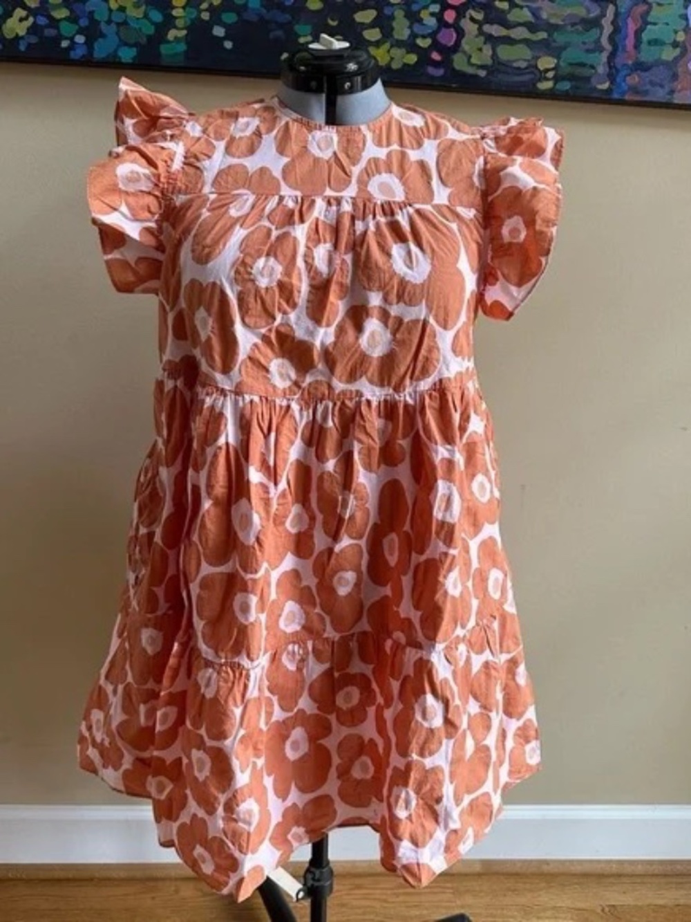 Jacquie the Label Babydoll Happy Hippy Daisy Orange Pink Dress L